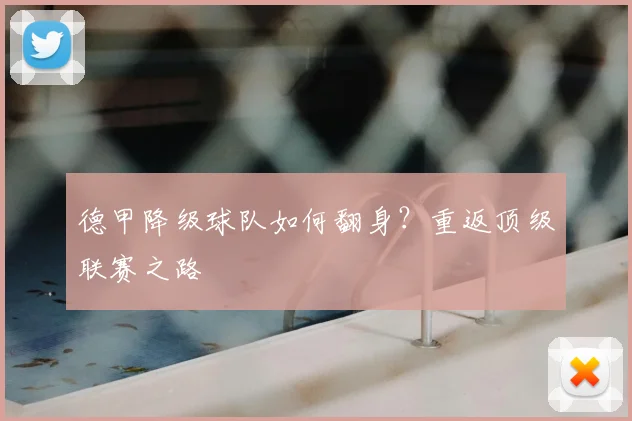 德甲降级球队如何翻身？重返顶级联赛之路